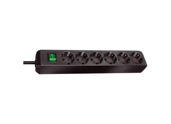 Brennenstuhl Eco-Line Extension Socket With Switch 6-Way Black 3m H05VV-F 3G1,5